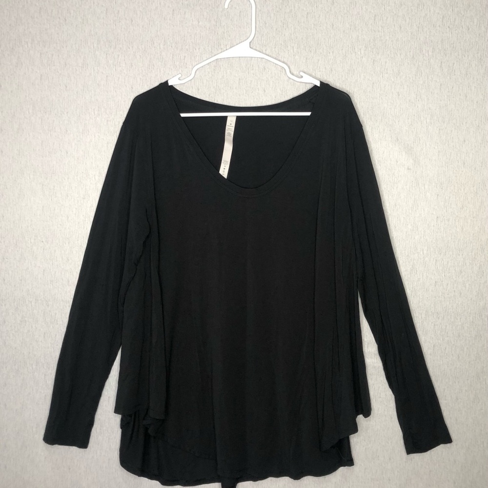 Lululemon Up For Down Time Long Sleeve Tee Women’s 12 Silky Relaxed Fit Black